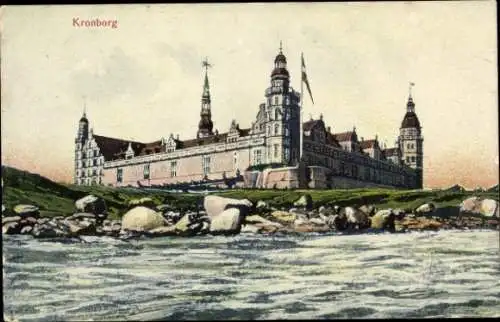 Ak Helsingør Helsingör Dänemark, Kronborg Slot, Schloss, Schloss  dänisches Schloss, Wasser im...