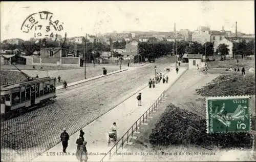 Ak Les Lilas Seine Saint Denis, Straßenpartie, Straßenbahn, Fußgänger