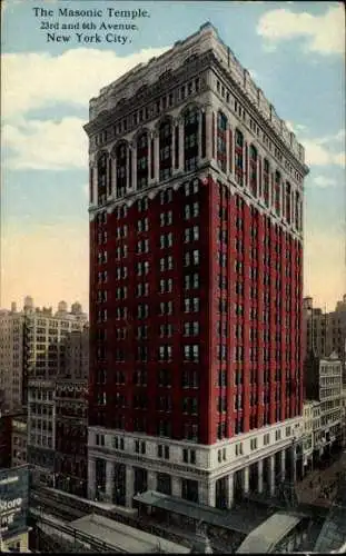 Ak New York City USA, The Masonic Temple, 23rd and 6th Avenue