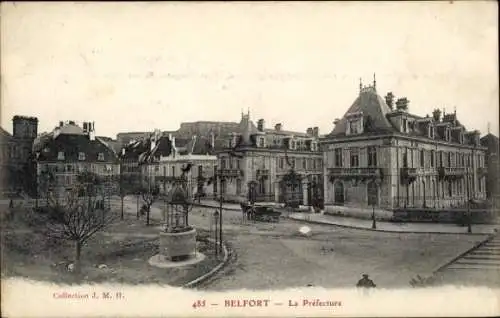 Ak Belfort Beffert Beffort Territoire de Belfort, Vorderansicht der Präfektur, Baumalleen, altmod