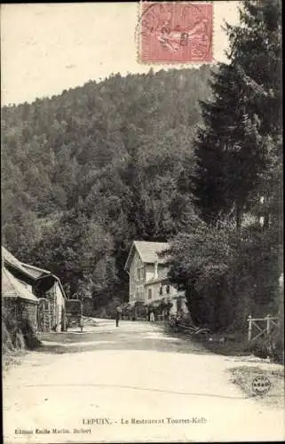 Ak Lepuix Gy Territoire de Belfort, Restaurant Tourtet-Kolb, Waldweg,  Ansicht