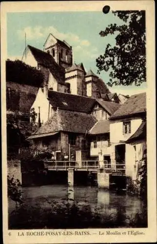 Ak La Roche Posay Vienne, Moulin, Eglise