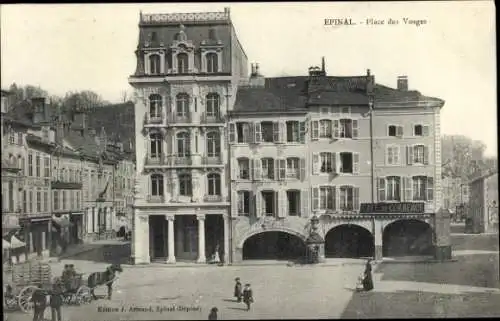 Ak Épinal Lothringen Vosges, Place des Vosges, Café Commerce