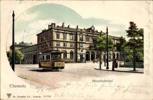 Ak Chemnitz Sachsen, Partie am Hauptbahnhof, Straßenbahn
