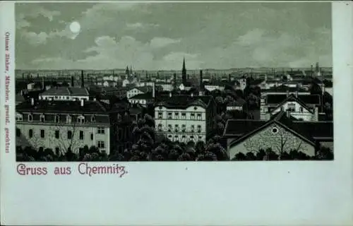 Mondschein Litho Chemnitz in Sachsen, Gesamtansicht