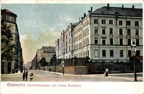 Ak Chemnitz Sachsen, Reitbahnstraße mit 104er Kaserne