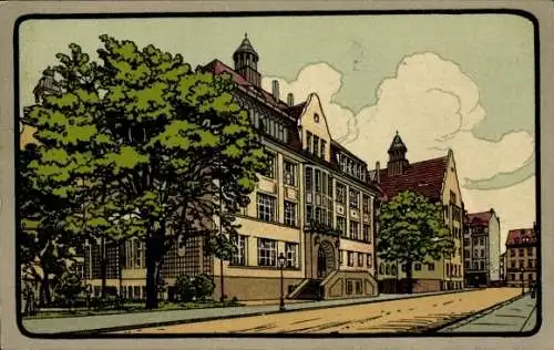 Steindruck Ak Chemnitz in Sachsen, Neue Fach- und Fortbildungsschule