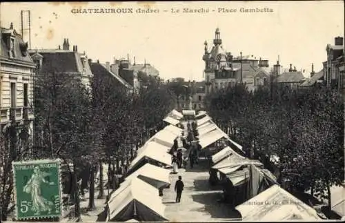 Ak Châteauroux Indre, Marche, Place Gambetta