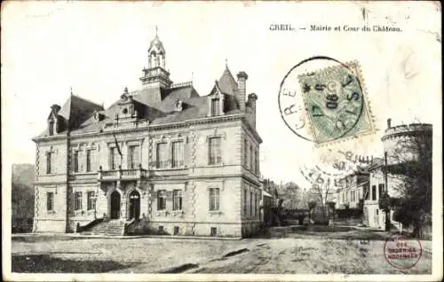 Ak Creil Oise, Mairie et Cour du Château,  Architektur, 
