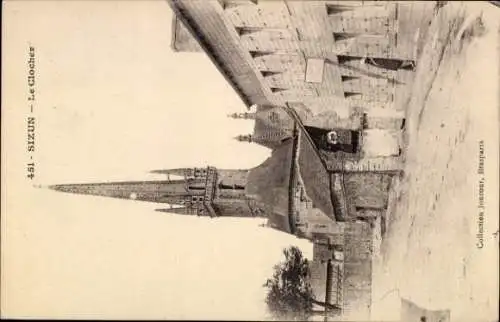 Ak Beuzec Cap Sizun Finistère, Kirchturm, Gebäude,  , schwarz-weiß