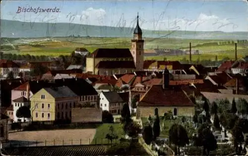 Ak Bischofswerda im Kreis Bautzen, Teilansicht des Ortes mit Kirche