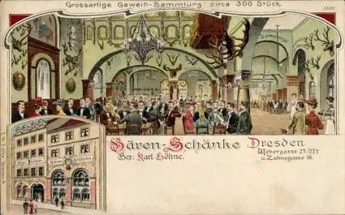 Litho Dresden, Bären-Schänke, Webergasse, Zahnsgasse
