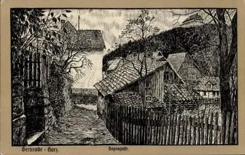 Künstler Ak Gernrode Quedlinburg im Harz, Hagengasse