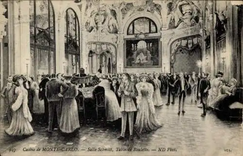 Ak Monte Carlo Monaco, Casino de Monte-Carlo, Salle Schmitt, Table de Roulette, Menschenansammlun