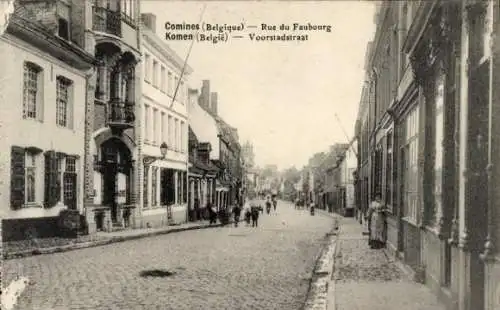 Ak Comines Warneton Wallonien Hennegau, Rue du Faubourg, Voorstadstraat