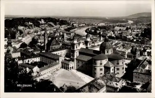 Ak Salzburg in Österreich, Blick von der Festung, Stadtansicht, Schwarz-Weiß-Fotografie