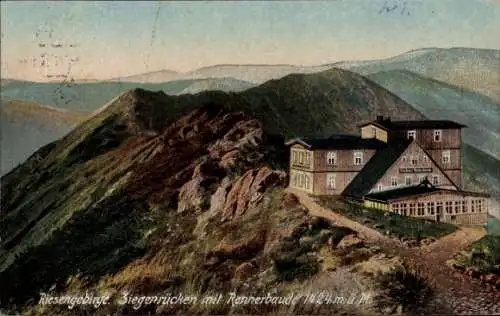 Ak Region Königgrätz Riesengebirge Tschechien, Ziegenrücken mit Rennerbaude