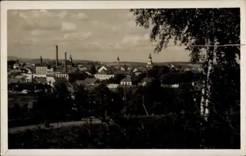 Ak Bruntál Freudenthal Region Mährisch Schlesien, Stadtansicht, Fabriken, Kirchturm, Landschaft, 