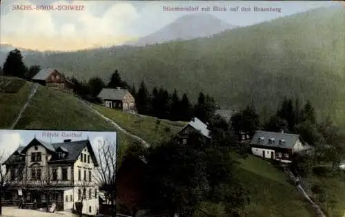 Ak Mezná Stimmersdorf Region Aussig, Rosenberg, Hütels Gasthof
