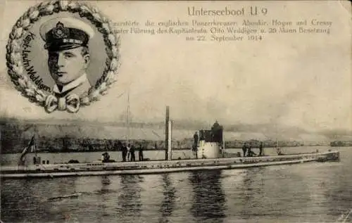 Ak Unterseeboot U 9, Otto Weddigen, XIV Seewehr