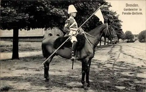 Ak Dresden, Gardereiter in Parade-Uniform