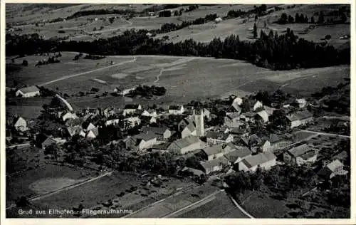 Ak Ellhofen in Württemberg, Luftaufnahme von  ländliche Umgebung, Kirche, Häuser