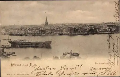 Ak Kiel, Hafenansicht, Schiffe, Stadtlandschaft, Gruss aus  Verlag W. Jacobsen