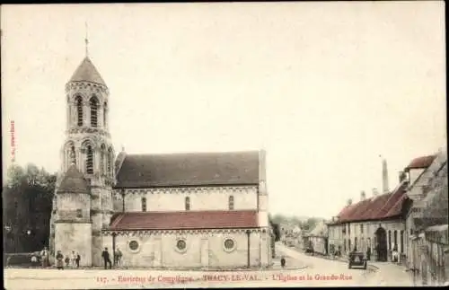 Ak Tracy le Val Oise, Kirche, Hauptstraße