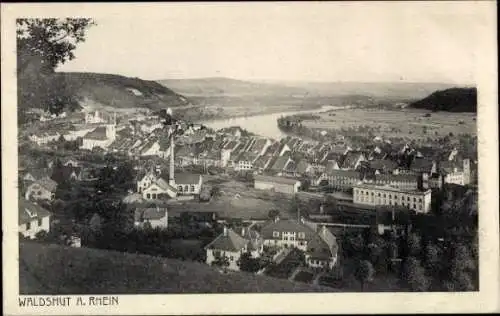 Ak Waldshut Tiengen am Hochrhein, Stadtansicht, Rhein,  Häuser, Schwarz-Weiß-Foto