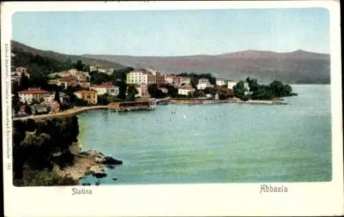 Ak Opatija Abbazia Kroatien, Panoramablick auf Slatina, Hausansichten, Wasser, Berge