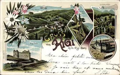 Litho Rigi Kulm Kanton Schwyz, Arth-Rigi-Bahn, Bahnhof