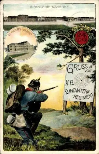 Ak München, Infanterie-Kaserne, Offiziers-Kasino, Königlich Bayerisches 2. Infanterie-Regiment
