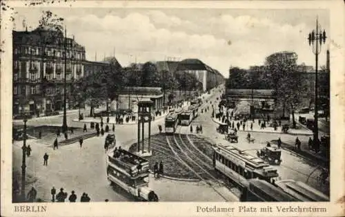 Ak Berlin Tiergarten, Potsdamer Platz, Verkehrsturm