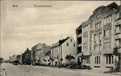 Ak Berlin Neukölln Britz, Chausseestraße, Straßenbahn