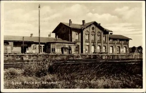 Ak Syke in Niedersachsen, Bahnhof Gleisseite