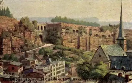 Ak Luxembourg Luxemburg, Gesamtansicht, Bockfelsen