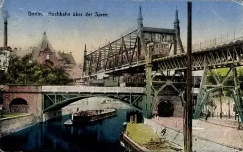Ak Berlin, Hochbahn über der Spree