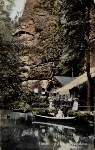 Ak Hinterhermsdorf Sebnitz Sächsische Schweiz, Bootsstation, Obere Schleusse, Sächsische Schwe...