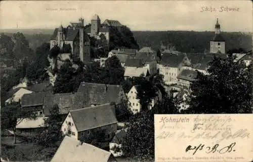 Ak Hohnstein Sächsische Schweiz, Schloss Hohnstein, Sächs. Schweiz, Stadtansicht, historische ...
