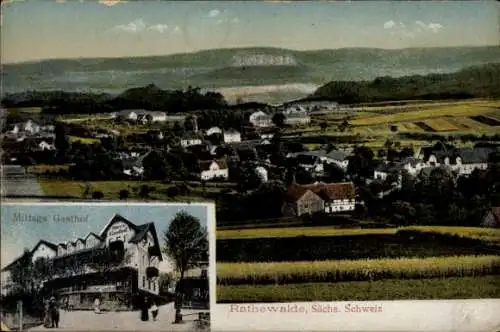 Ak Rathewalde Hohnstein Sächsische Schweiz, Gesamtansicht, Mittags Gasthof
