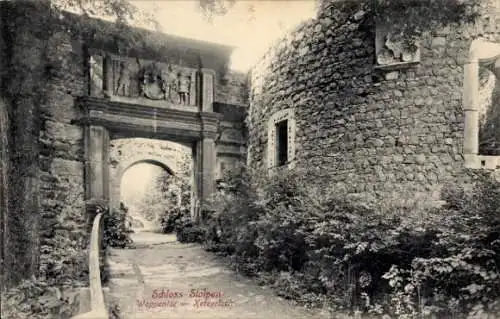 Ak Stolpen in Sachsen, Schloss  Wappentor, Ruinen, Natur