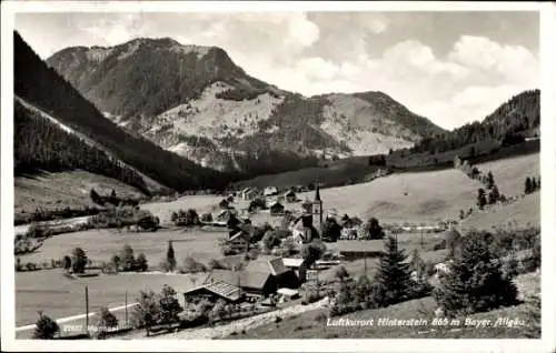 Ak Pfronten im Allgäu, Luftkurort Hinterstein 865 m, Berglandschaft, Dorfansicht, Kirche