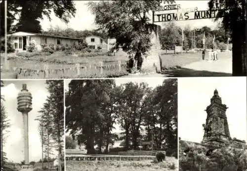 Ak Rathsfeld Steinthaleben Kyffhäuserland in Thüringen, Pionierlager Thomas Müntzer, Denkmal