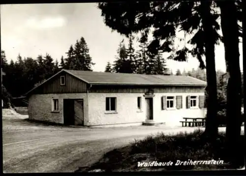 Ak Frauenwald am Rennsteig Ilmenau in Thüringen, Dreiherrenstein, Dreiherrnstein, Waldbaude  G...