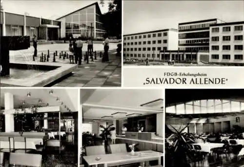 Ak Templin in der Uckermark, FDGB-Erholungsheim Salvador Allende, modern, hell, mit Wasserfont...