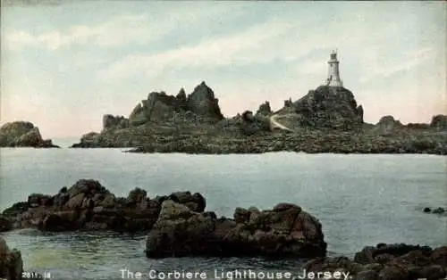 Glitzer Ak Jersey Kanalinseln, The Corbiere Lighthouse
