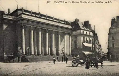 Ak Nantes Loire Atlantique, Theater Graslin, Rue Crébillon, Architektur,  