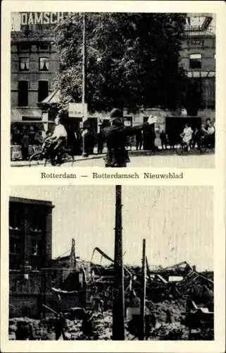 Ak Rotterdam Südholland Niederlande, Rotterdamsch Nieuwsbad, Zerstörungen am Ort