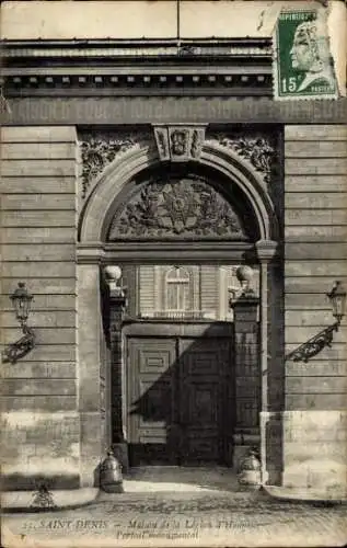 Ak Saint Denis Seine, Portal mit Schnitzereien