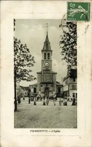Ak Pierrefitte Seine Saint Denis, Kirche, Platz, Menschen, Bäume,  Architektur